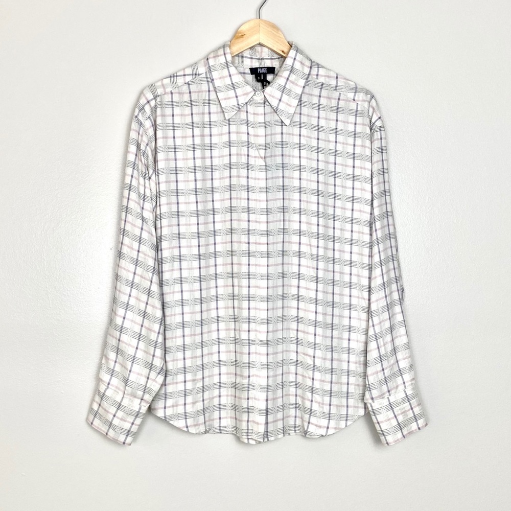 NWT PAIGE Delisa Plaid Tunic Shirt White - Small - Picture 4 of 9